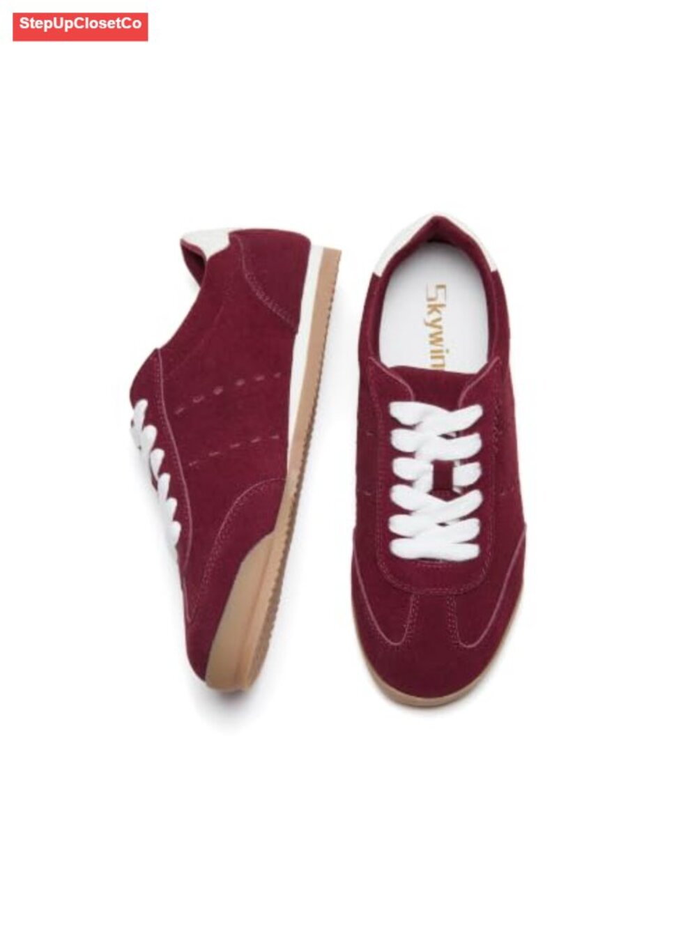 Genuine Suede Leather Sneakers Womens Retro Low Profile Comfort Walking Shoes